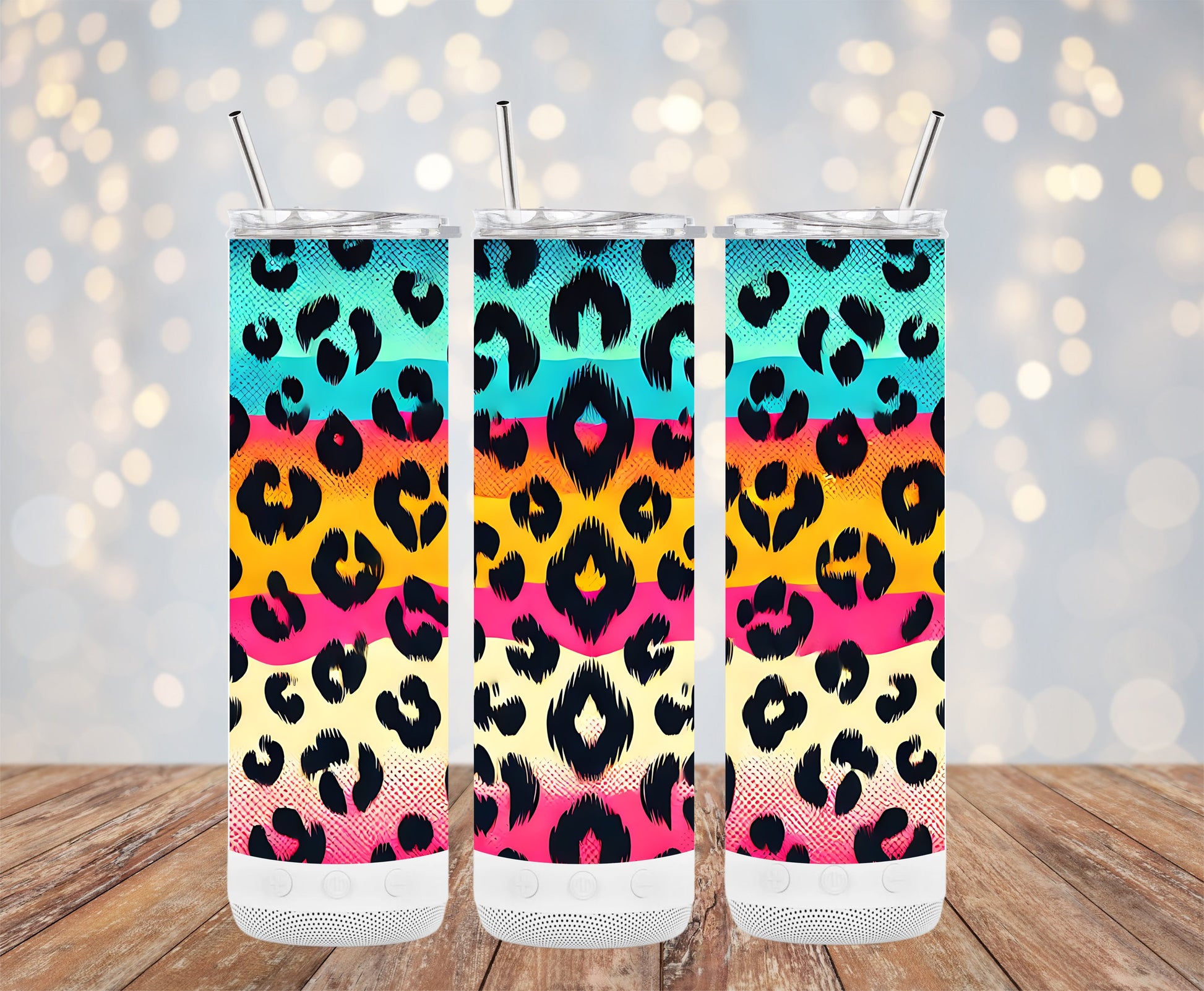 Leopard Print Colorful Tumbler with Straw product