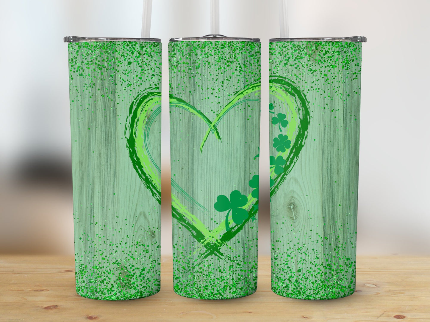 Green Hearts Rustic (St. Patrick's Tumbler)