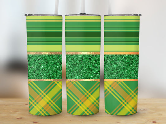 Green Glitter Green Stripes (St. Patrick's Tumbler)