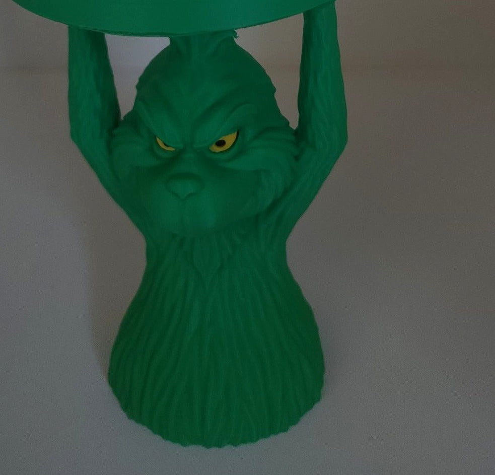 Close-up of the 3D printed Grinch figure