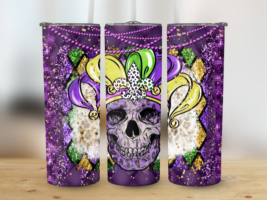 Mardi Skull (Mardi Gras Tumbler)