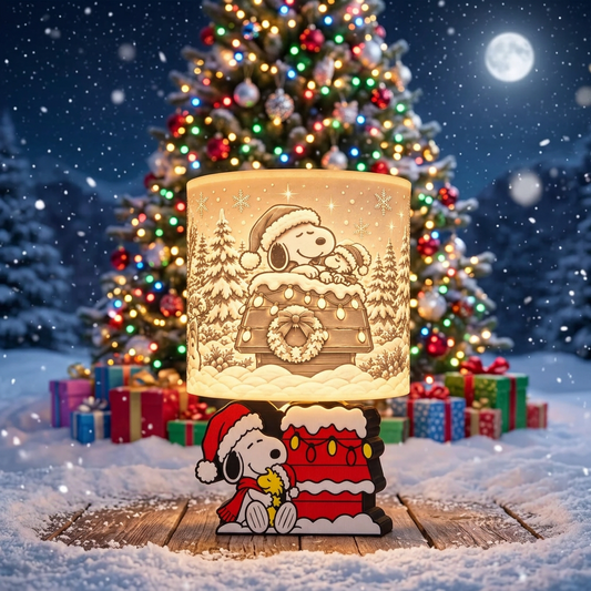 Snoopy Christmas lithophane lamp lit up