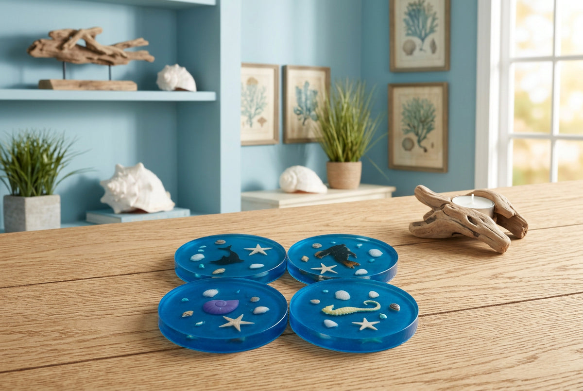 Coasters, holder and candle showing multiple uses