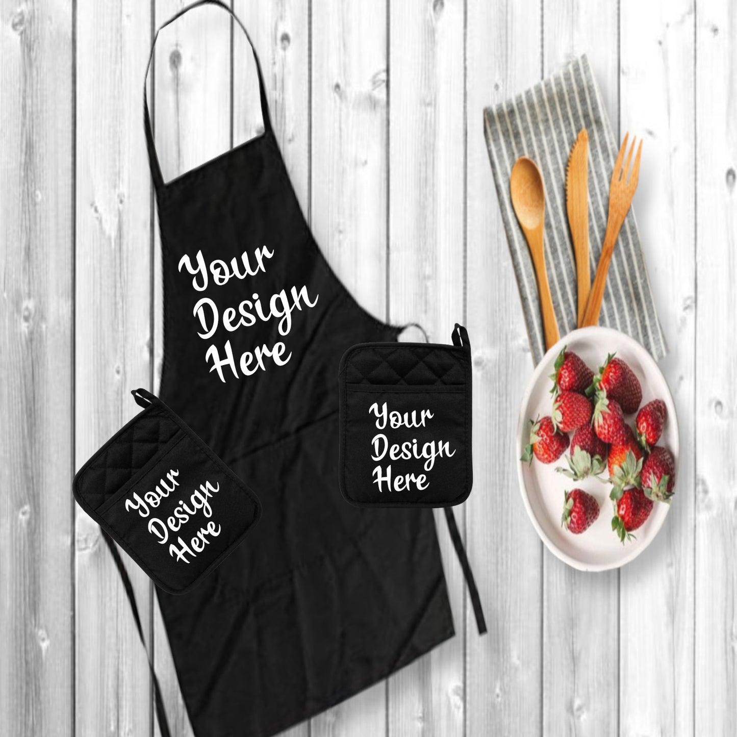 Polyester/Rubber Oven Mitts And Apron Designed your way