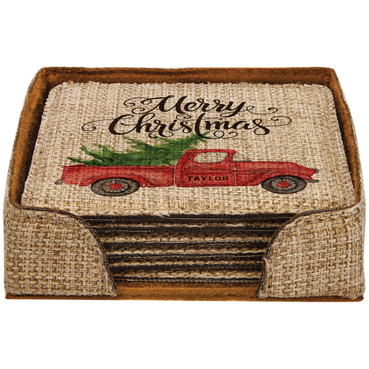 4" x 4" Sublimatable Burlap Square 6-Coaster Set