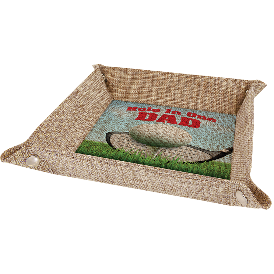 6" x 6" Sublimatable Burlap Snap Up Tray with Silver Snaps