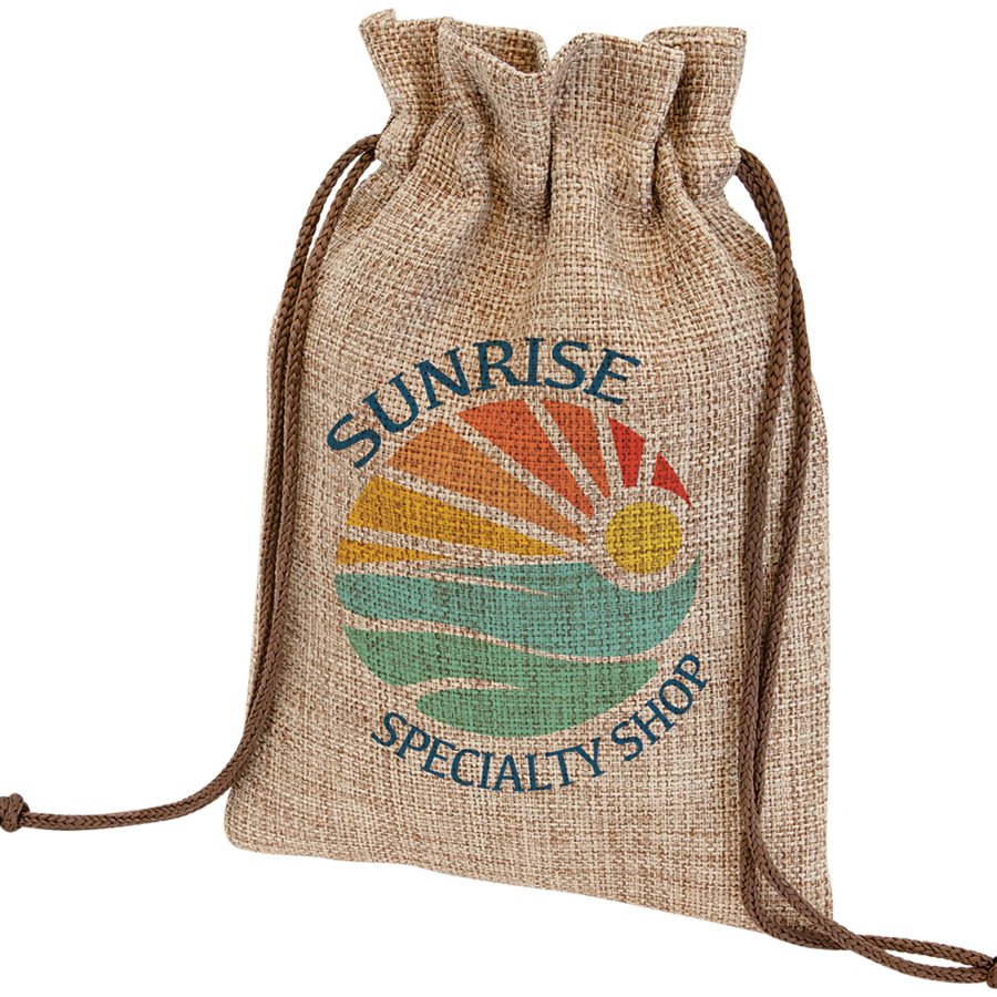 6 1/4" x 9" Burlap Drawstring Bag