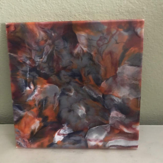 Abstract colorful painting with shades of orange gray and white unique wall decor for modern interiors